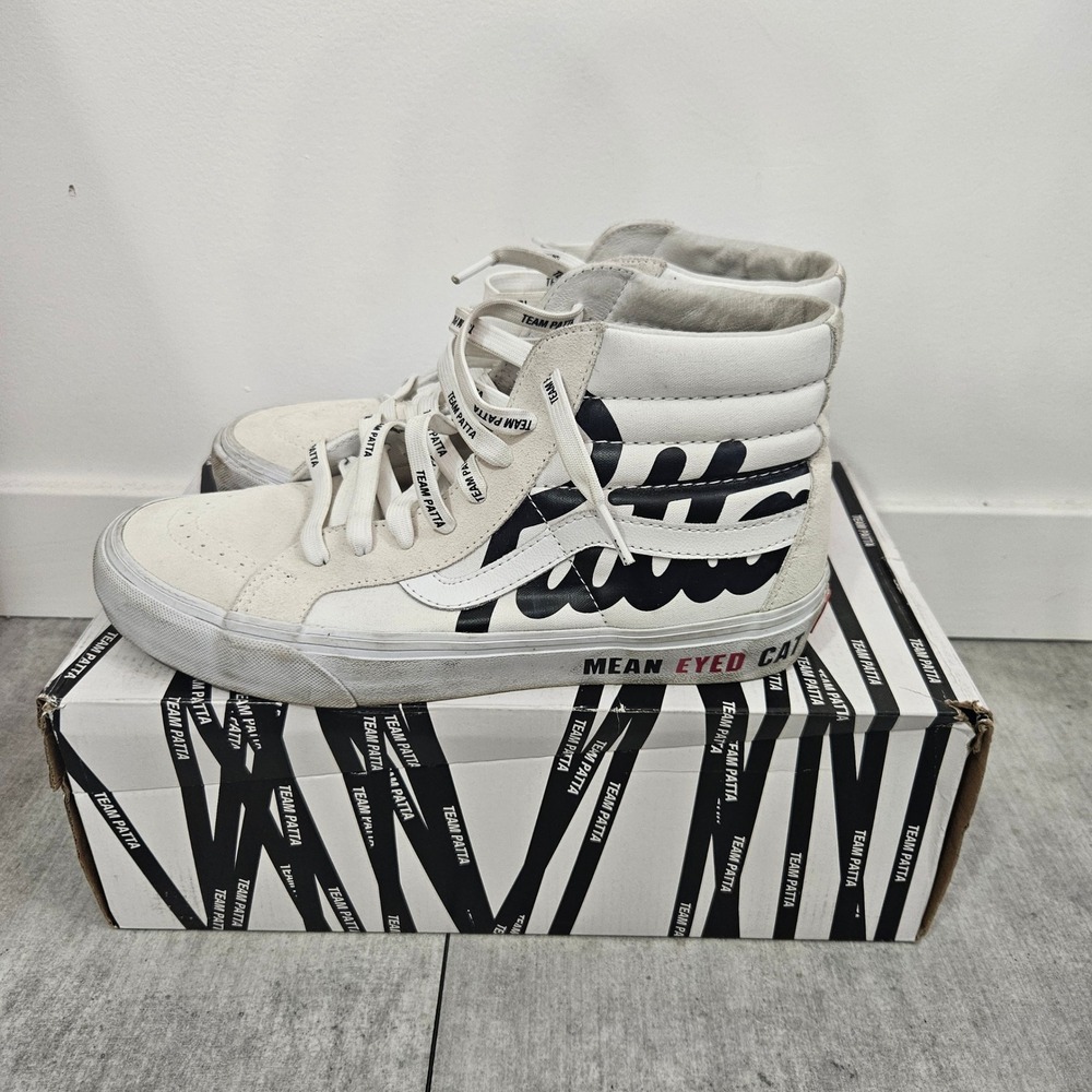 Vans Vault x Patta Sk8-Hi Reissue VLT LX Mean Eyed Cat White VN0A4BVH5WW 9.5